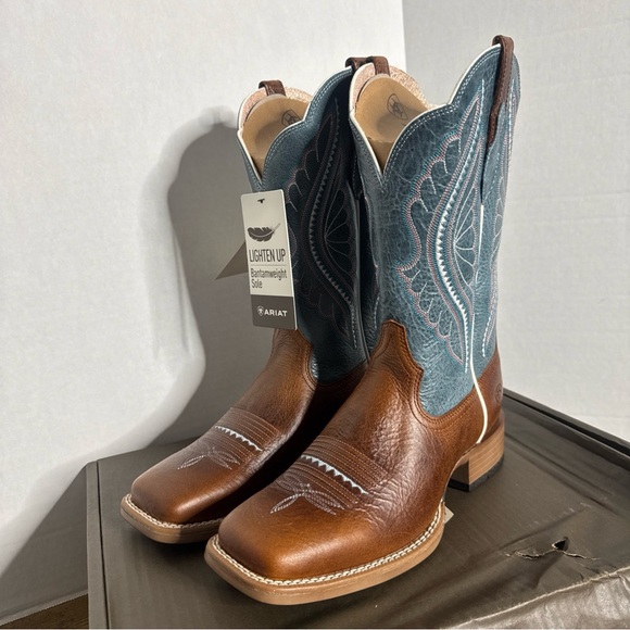 Ariat Women’s Boots PrimeTime Size 8 Square Toe Gingersnap Baby Blue Eyes NEW - Picture 3 of 8